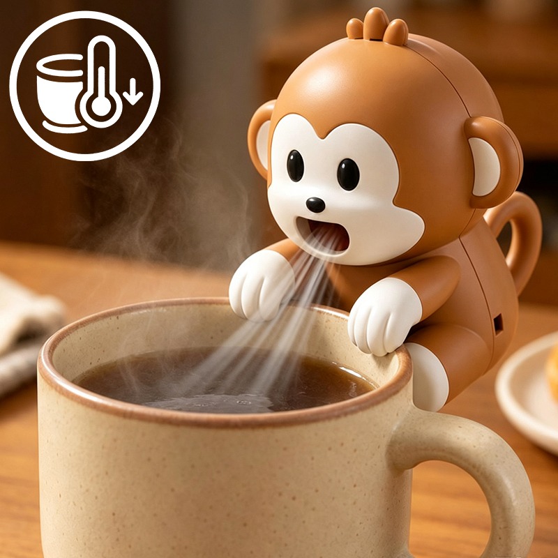 Baby Food Stew - Draagbare aapvormige voedselkoelventilator, USB oplaadbaar, 3