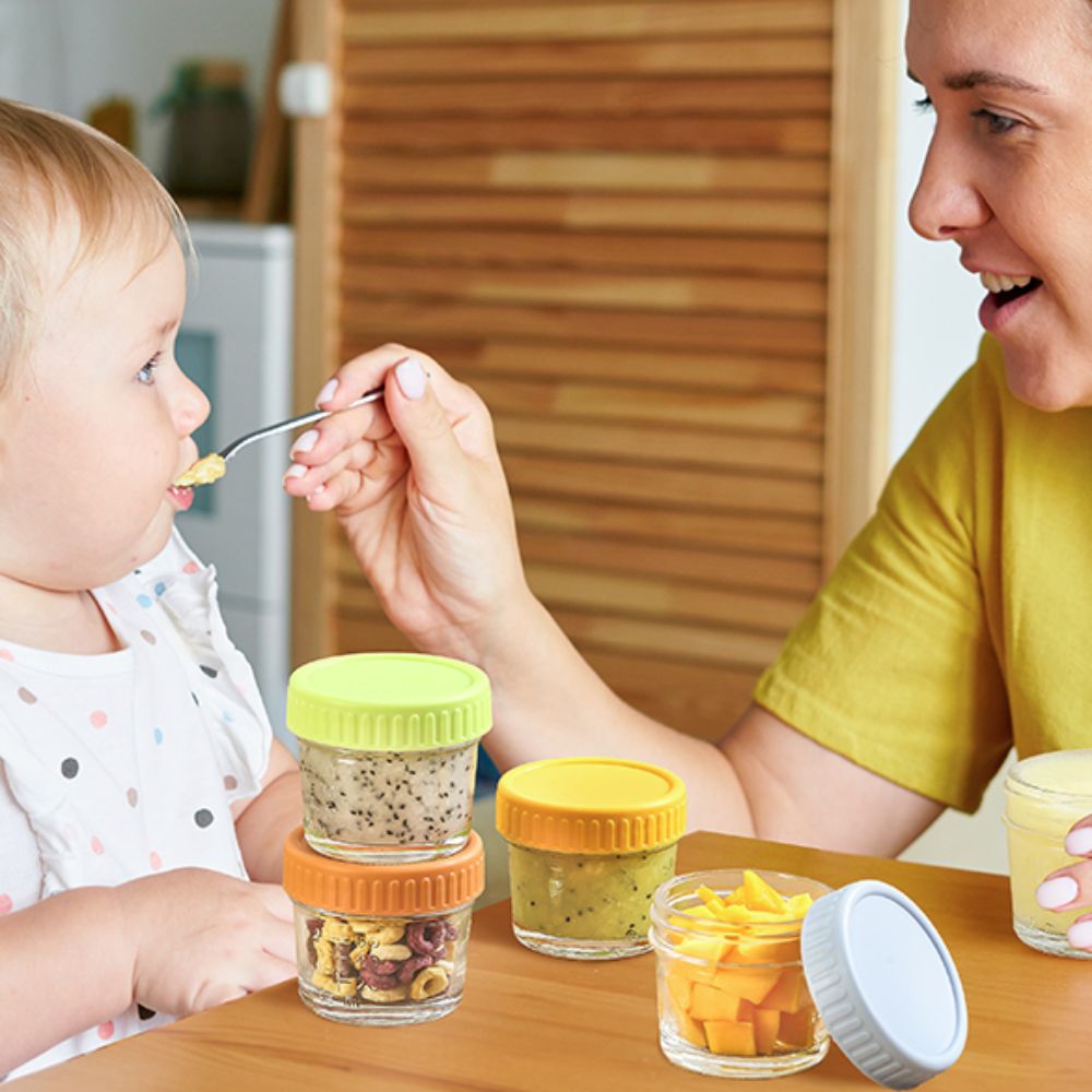 Baby Food Glass Containers - 6 Stuks Multifunctionele Glazen Babyvoeding Pot