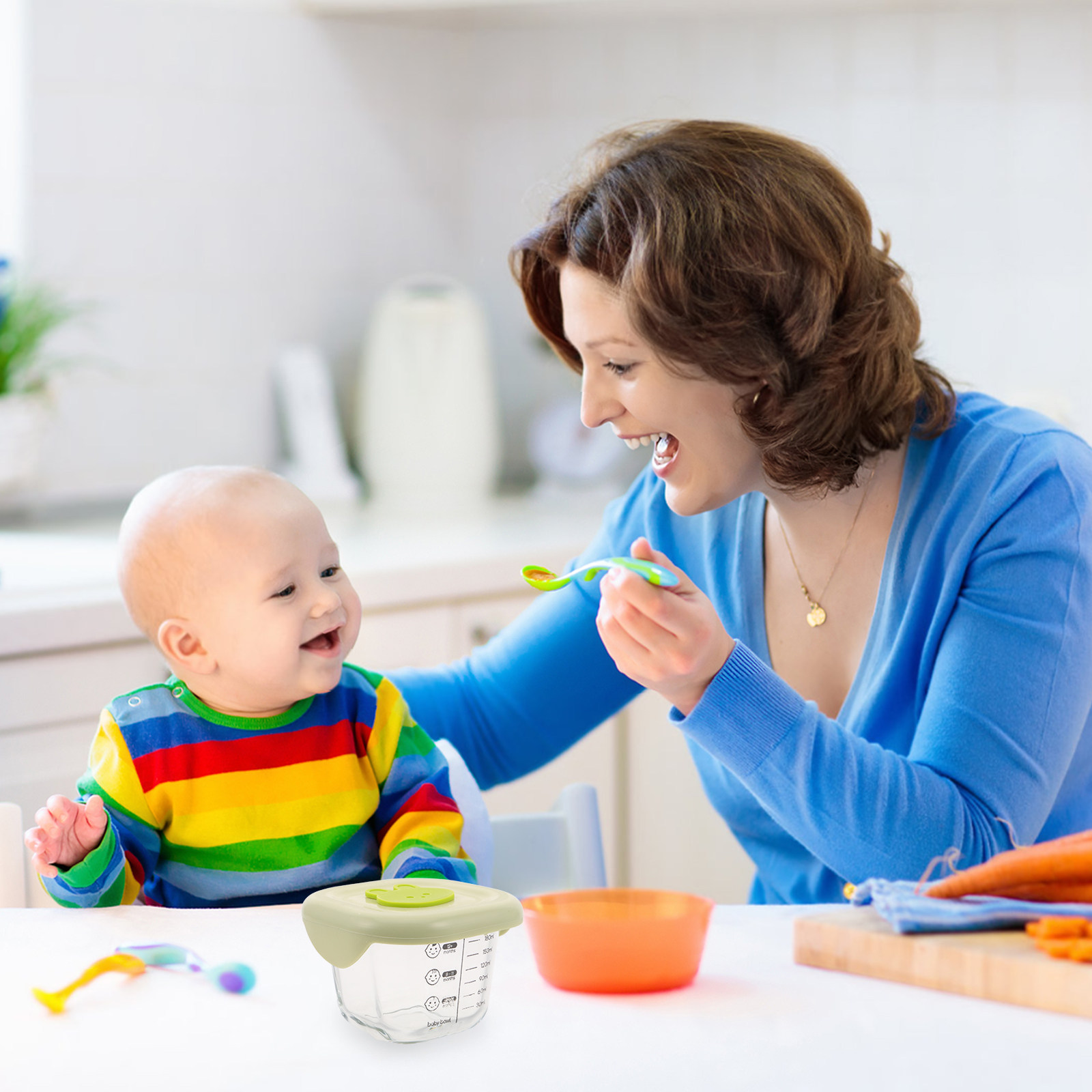 Baby Food Glass Containers - 2 Stuks Babyvoeding Bewaarcontainers Glas 230Ml