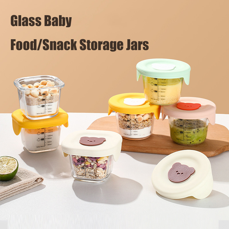 Baby Food Glass Containers - 180ml Glazen Babyvoeding Opslag Potten Met