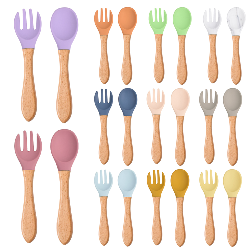 Baby Food Lunch - 2 stks/set Baby Siliconen Lepel Vork