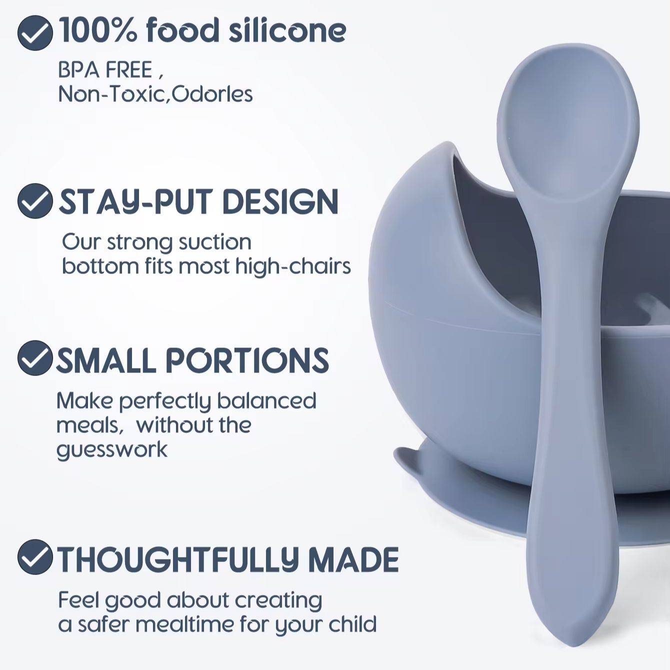 2PC Siliconen Sucker Bowl Voed - Baby Food Quantity recensie en prijs